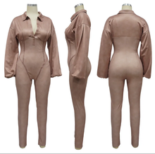 Load image into Gallery viewer, Patchwork Solid Color V Neck Jumpsuit
