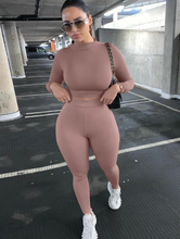 Load image into Gallery viewer, Solid Color Sport Long Sleeve Two Piece Pants Set