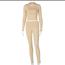 Load image into Gallery viewer, Solid Color Sport Long Sleeve Two Piece Pants Set