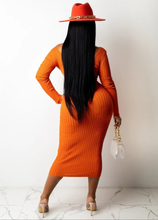 Load image into Gallery viewer, Solid Color Rib Off Shoulder Midi Dress