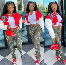 Load image into Gallery viewer, Casual Printed Full Sleeve Short Baseball Jacket