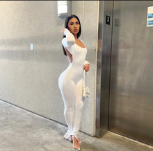 Load image into Gallery viewer, Solid Color Backless Hem Slit Jumpsuit