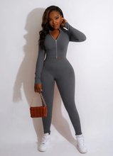 Load image into Gallery viewer, Solid Long Sleeve Zipper 2 Piece Pants Sets