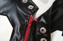 Load image into Gallery viewer, Contrast Color Embroidery Splicing Faux Leather Jacket