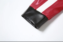 Load image into Gallery viewer, Contrast Color Embroidery Splicing Faux Leather Jacket