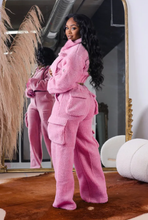 Load image into Gallery viewer, Shaker Fleece Solid Color Zipper Two Piece Pants Set