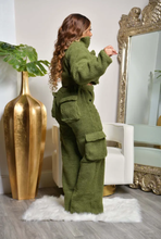 Load image into Gallery viewer, Shaker Fleece Solid Color Zipper Two Piece Pants Set