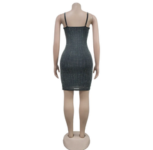 Load image into Gallery viewer, Mesh Hot Drill Sling Mini Dress