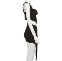 Load image into Gallery viewer, Solid Patchwork Vest And Skirt Slim 2 Piece Set