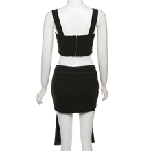 Load image into Gallery viewer, Solid Patchwork Vest And Skirt Slim 2 Piece Set