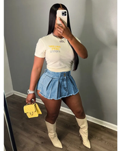 Load image into Gallery viewer, Fashion Denim Pleated Ultra-short Culottes