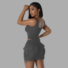 Load image into Gallery viewer, Solid Color Bodysuit Sport Two Piece Skirt Set
