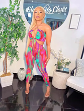 Load image into Gallery viewer, Sexy Abstract Print Backless Jumpsuit