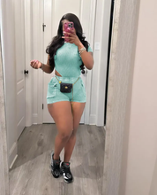 Load image into Gallery viewer, Solid Color Rib Bodysuit And Shorts 2 Piece Set
