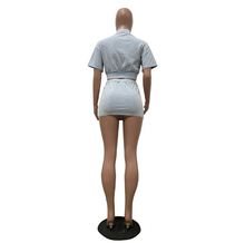 Load image into Gallery viewer, Solid Short Sleeve Zipper Two Piece Skirts Set
