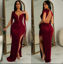 Load image into Gallery viewer, Sequin Tassel Sexy Split Maxi Dress Www.dreamempirellc.com