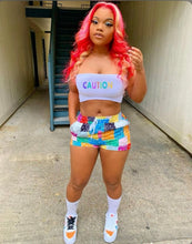 Load image into Gallery viewer, Letter Print Tube Top And Shorts Two Piece Sets