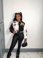 Load image into Gallery viewer, Fashion Print Rib Patchwork Baseball Jacket