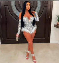 Load image into Gallery viewer, Sexy Sequin Feather Splicing Bodysuit