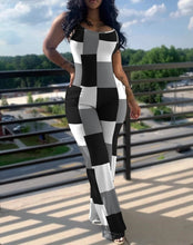 Load image into Gallery viewer, Plus Size Print Solid Color Sling Jumpsuit