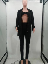 Load image into Gallery viewer, Casual Solid Bra+Long Sleeve Shirt+Slit Pant 3 Piece Set