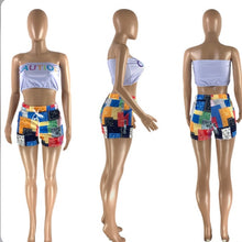 Load image into Gallery viewer, Letter Print Tube Top And Shorts Two Piece Sets