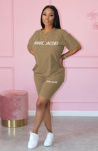 Load image into Gallery viewer, Letter Print Short Sleeve Shorts Two Piece Set