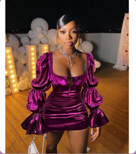 Load image into Gallery viewer, Sexy Puff Sleeve Square Collar Club Dresses