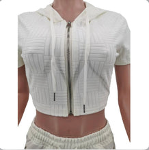 Load image into Gallery viewer, Solid Hooded Zipper Two Piece Shorts Sets