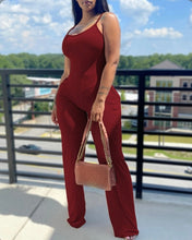 Load image into Gallery viewer, Plus Size Print Solid Color Sling Jumpsuit