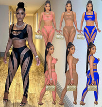 Load image into Gallery viewer, Sexy Mesh Patchwork Two Piece Pants Sets