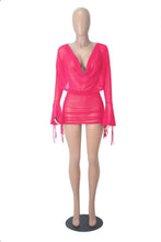 Load image into Gallery viewer, Deep V Neck Backless Mesh Two Piece Skirts Set