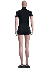 Load image into Gallery viewer, Fashion Zipper Short Sleeve Romper