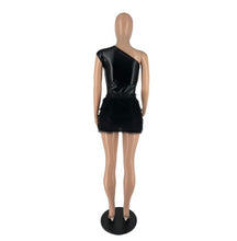 Load image into Gallery viewer, Solid Single Shoulder And Skirt Two Piece Set