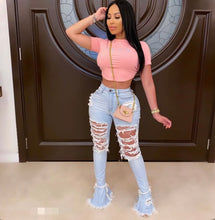 Load image into Gallery viewer, Plus Size 4XL Denim Ripped Hole Flared Jeans Pants