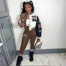 Load image into Gallery viewer, A Casual Print Long Sleeve Jacket Coat And Tight Pants Two Piece Set