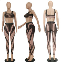 Load image into Gallery viewer, Sexy Mesh Patchwork Two Piece Pants Sets