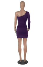 Load image into Gallery viewer, Sexy Single Shoulder Sleeve Hollow Out MIni Dress