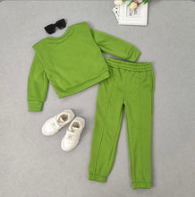 Load image into Gallery viewer, Kids Solid Color Sport Sweatshirt Two Piece Pant Set