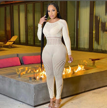 Load image into Gallery viewer, Sexy Long Sleeve Tight Ripped Jumpsuit