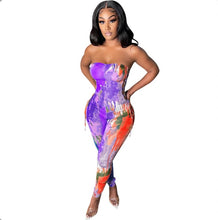 Load image into Gallery viewer, Sexy Print Lace-Up Tube Top Jumpsuits