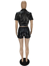 Load image into Gallery viewer, Fashion PU Leather Short Sleeve Two Piece Set