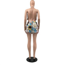 Load image into Gallery viewer, Sexy Printed Tassel Halter Crop Top And Shorts 2 Piece Sets