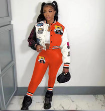 Load image into Gallery viewer, A Casual Print Long Sleeve Jacket Coat And Tight Pants Two Piece Set