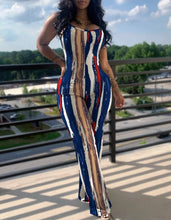 Load image into Gallery viewer, Plus Size Print Solid Color Sling Jumpsuit