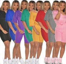 Load image into Gallery viewer, Casual Solid Short Sleeve Loose Two Piece Set