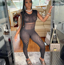 Load image into Gallery viewer, Sexy Sleeveless See-through Hollow Out Tight Jumpsuit