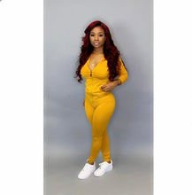 Load image into Gallery viewer, Solid Hooded Zipper Long Sleeve 2 Piece Suits