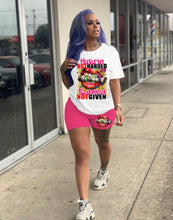 Load image into Gallery viewer, Letter Print Short Sleeve Shorts Two Piece Set