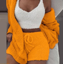 Load image into Gallery viewer, Plus Size Plush Pajamas Home Wear Casual Three Piece Short Set